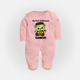 My First Little Frankenstein First Halloween Full Body Suit - BABY PINK - New Born (Chest 7.5")