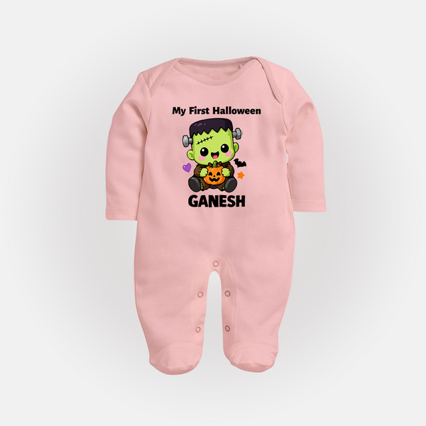 My First Little Frankenstein First Halloween Full Body Suit - BABY PINK - New Born (Chest 7.5")