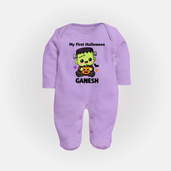 My First Little Frankenstein First Halloween Full Body Suit - LILAC - New Born (Chest 7.5")