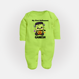 My First Little Frankenstein First Halloween Full Body Suit - LIME GREEN - New Born (Chest 7.5")
