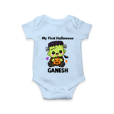 My First Little Frankenstein First Halloween Romper - BABY BLUE - New Born (Chest 14")