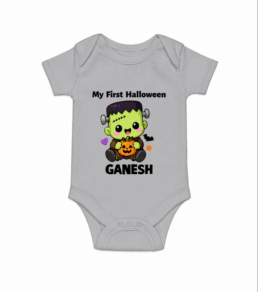 My First Little Frankenstein First Halloween Romper - GREY - New Born (Chest 14")