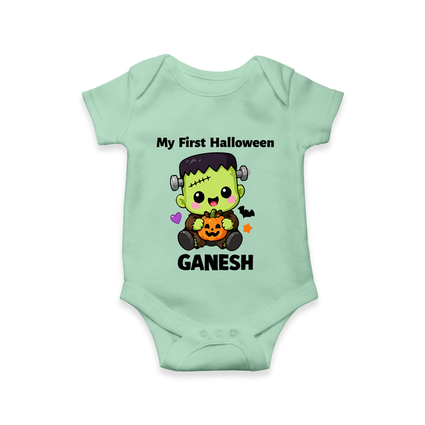 My First Little Frankenstein First Halloween Romper - MINT GREEN - New Born (Chest 14")