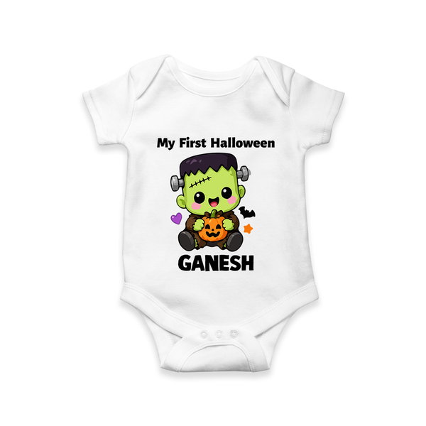My First Little Frankenstein First Halloween Romper - WHITE - New Born (Chest 14")