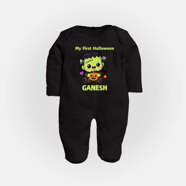 My First Little Frankenstein First Halloween Full Body Suit - BLACK - New Born (Chest 7.5")
