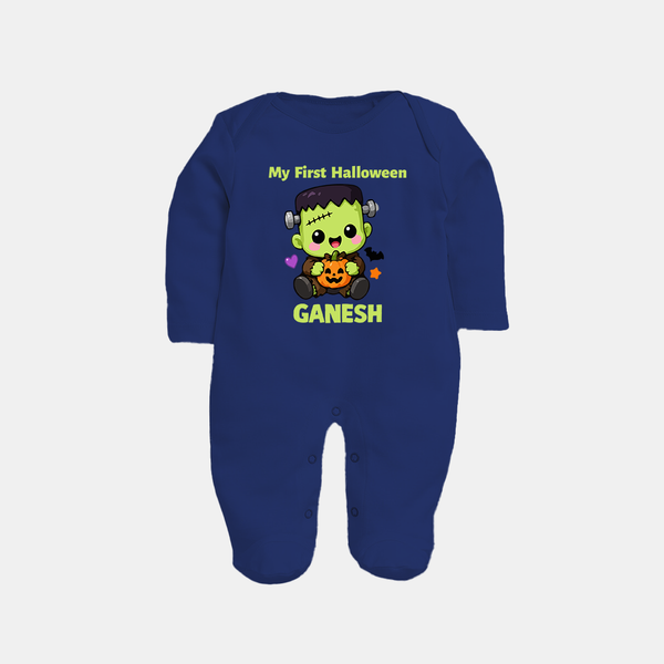 My First Little Frankenstein First Halloween Full Body Suit - NAVY BLUE - New Born (Chest 7.5")