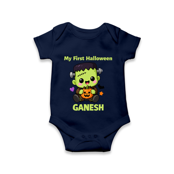 My First Little Frankenstein First Halloween Romper - NAVY BLUE - New Born (Chest 14")