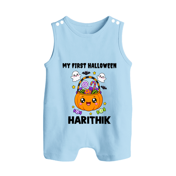 My first Sweet Pumpkin Treat Halloween Romper Suit  - BABY BLUE - New Born (Chest 18")