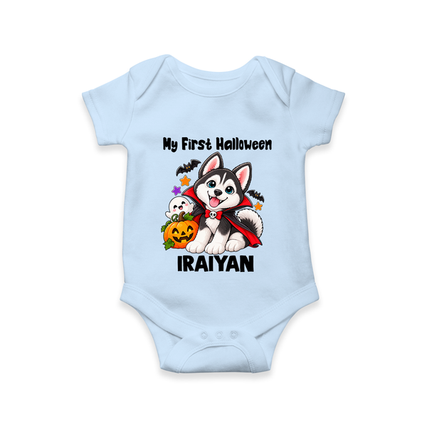 My First Vampire Pup First Halloween Romper - BABY BLUE - New Born (Chest 14")
