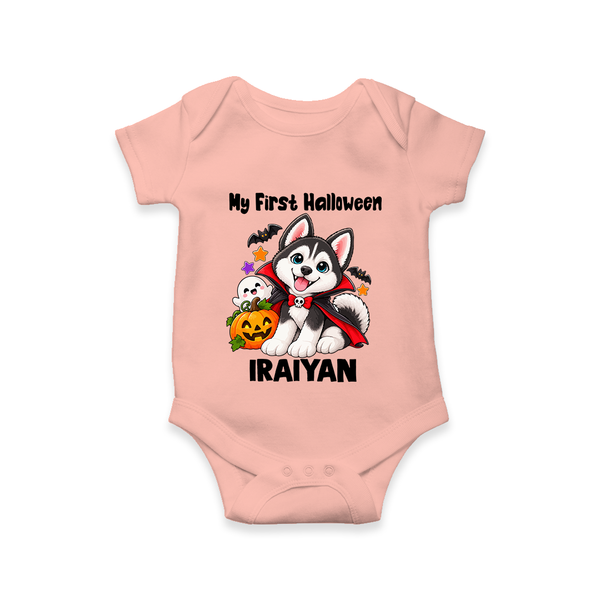 My First Vampire Pup First Halloween Romper - PEACH - New Born (Chest 14")