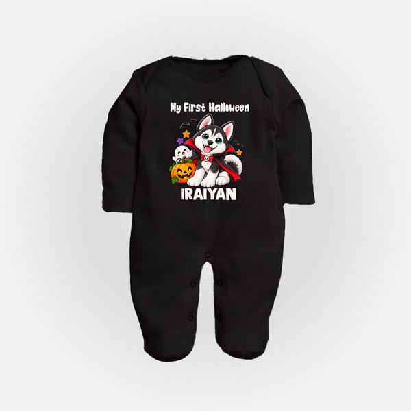 My First Vampire Pup First Halloween Full Body Suit - BLACK - New Born (Chest 7.5")