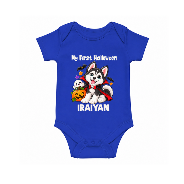My First Vampire Pup First Halloween Romper - COBALT BLUE - New Born (Chest 14")