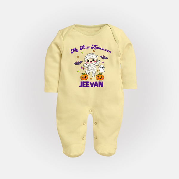 My First Little Mummy First Halloween Full Body Suit - PASTEL YELLOW - New Born (Chest 7.5")