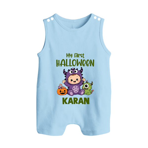 My First Cute Monster First Halloween Romper Suit  - BABY BLUE - New Born (Chest 18")