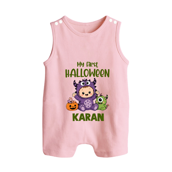 My First Cute Monster First Halloween Romper Suit  - BABY PINK - New Born (Chest 18")