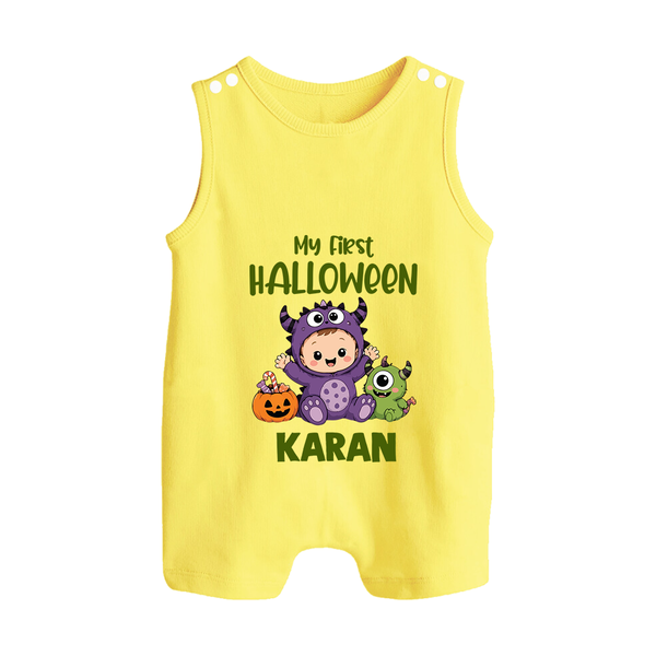 My First Cute Monster First Halloween Romper Suit  - PASTEL YELLOW - New Born (Chest 18")
