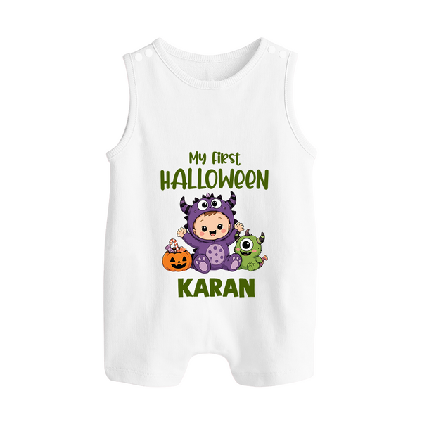 My First Cute Monster First Halloween Romper Suit  - WHITE - New Born (Chest 18")