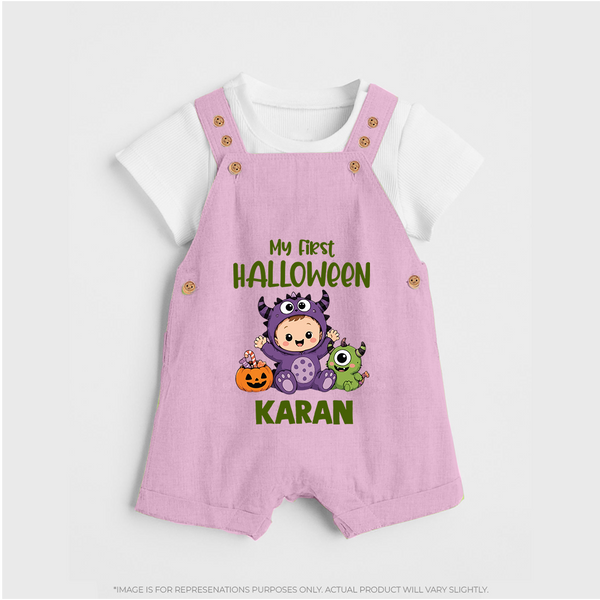 My First Cute Monster First Halloween Dungaree - BABY PINK - 0 - 5 Months Old (Chest 18")