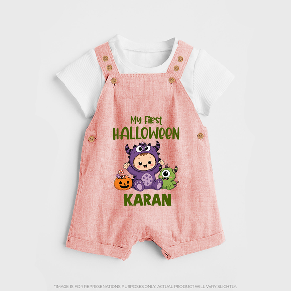 My First Cute Monster First Halloween Dungaree - PEACH - 0 - 5 Months Old (Chest 18")