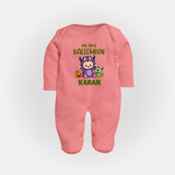 My First Cute Monster First Halloween Full Body Suit - PEACH - New Born (Chest 7.5")