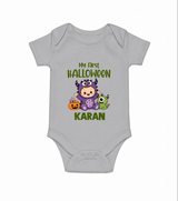 My First Cute Monster First Halloween Romper - GREY - New Born (Chest 14")