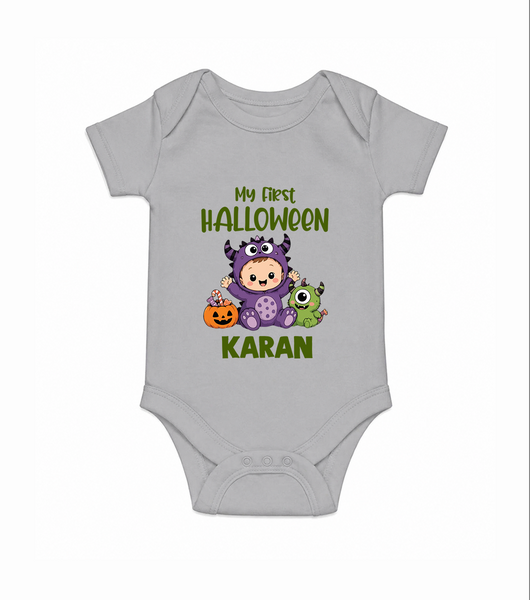 My First Cute Monster First Halloween Romper - GREY - New Born (Chest 14")