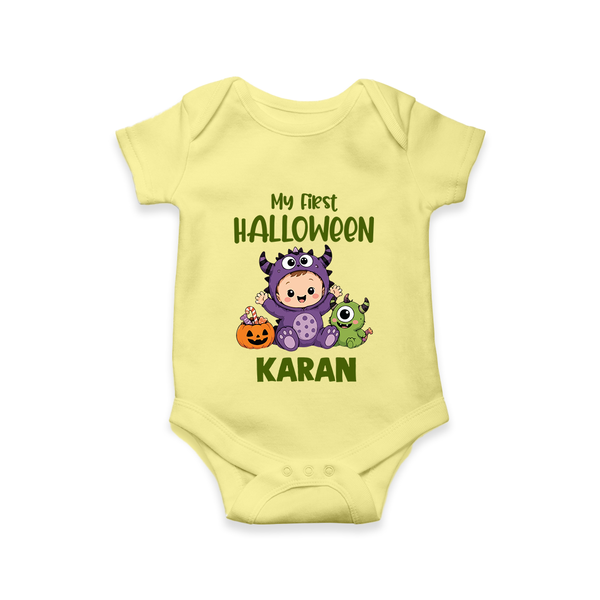 My First Cute Monster First Halloween Romper - PASTEL YELLOW - New Born (Chest 14")