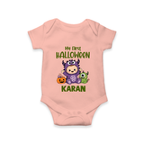 My First Cute Monster First Halloween Romper - PEACH - New Born (Chest 14")