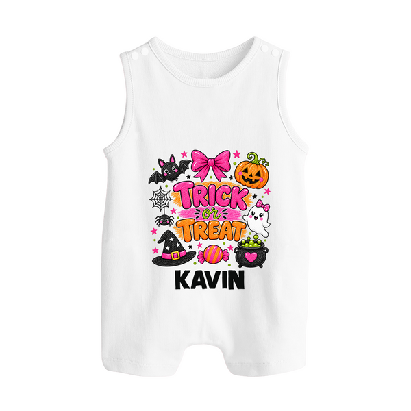  Trick or Treat Halloween Romper Suit  - WHITE - New Born (Chest 18")