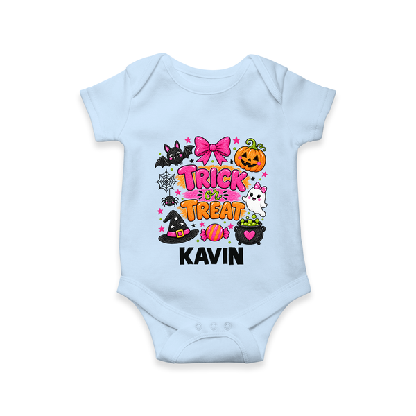  Trick or Treat Halloween Romper - BABY BLUE - New Born (Chest 14")