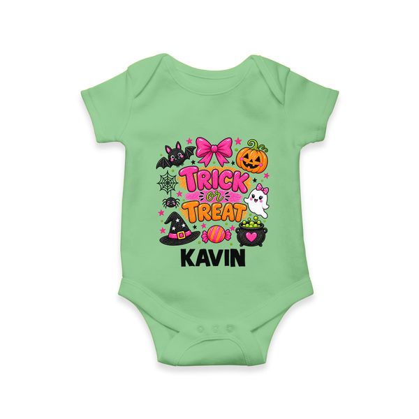  Trick or Treat Halloween Romper - GREEN - New Born (Chest 14")