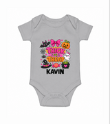  Trick or Treat Halloween Romper - GREY - New Born (Chest 14")