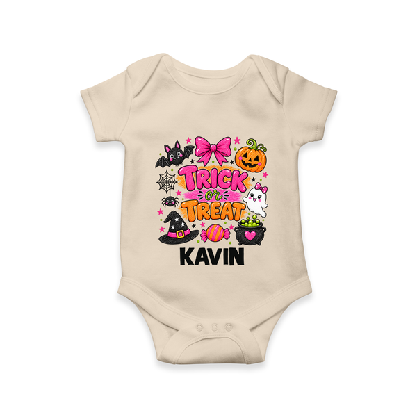  Trick or Treat Halloween Romper - IVORY - New Born (Chest 14")