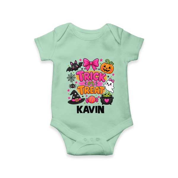  Trick or Treat Halloween Romper - MINT GREEN - New Born (Chest 14")