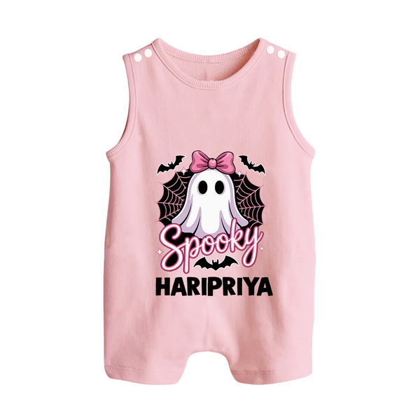  Spooky Ghost Bow Halloween Romper Suit  - BABY PINK - New Born (Chest 18")