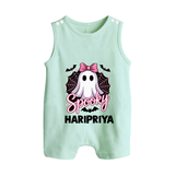  Spooky Ghost Bow Halloween Romper Suit  - MINT GREEN - New Born (Chest 18")