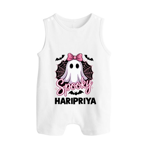  Spooky Ghost Bow Halloween Romper Suit  - WHITE - New Born (Chest 18")