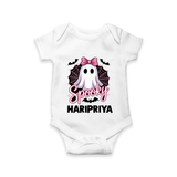  Spooky Ghost Bow Halloween Romper - WHITE - New Born (Chest 14")