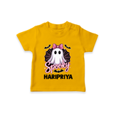  Spooky Ghost Bow Halloween T Shirt - CHROME YELLOW - 0-5 Months Old (Chest 17")