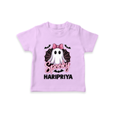  Spooky Ghost Bow Halloween T Shirt - LILAC - 0-5 Months Old (Chest 17")