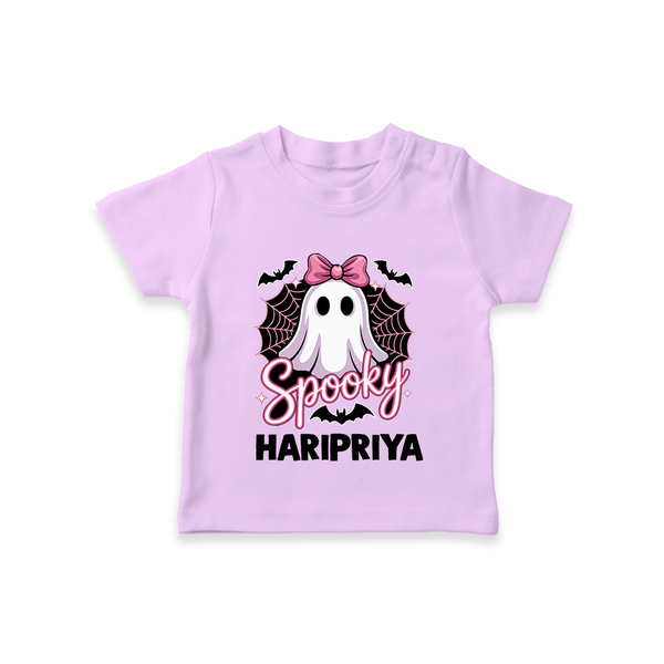  Spooky Ghost Bow Halloween T Shirt - LILAC - 0-5 Months Old (Chest 17")