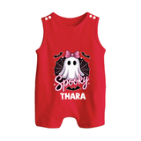  Spooky Ghost Bow Halloween Romper Suit  - RED - New Born (Chest 18")