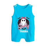  Spooky Ghost Bow Halloween Romper Suit  - SKY BLUE - New Born (Chest 18")