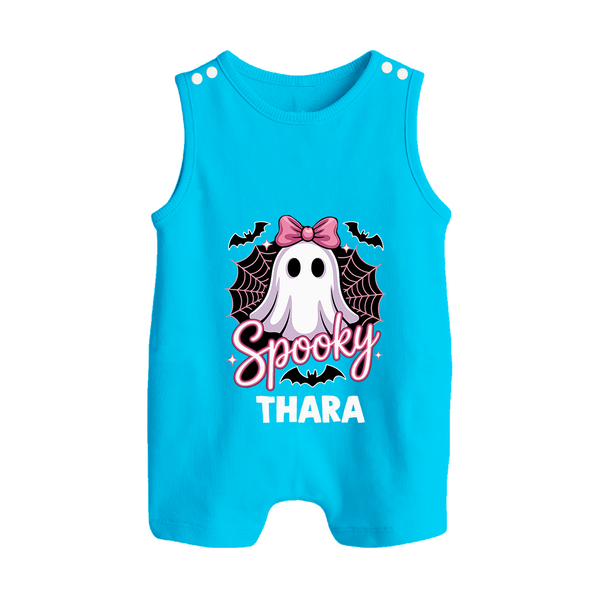  Spooky Ghost Bow Halloween Romper Suit  - SKY BLUE - New Born (Chest 18")
