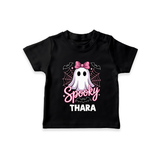  Spooky Ghost Bow Halloween T Shirt - BLACK - 0-5 Months Old (Chest 17")