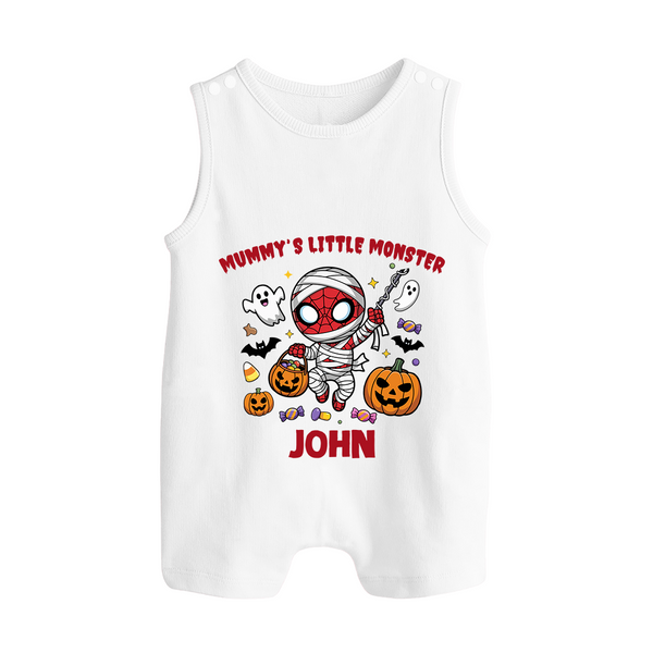  Mummy’s Little Monster Halloween Romper Suit  - WHITE - New Born (Chest 18")