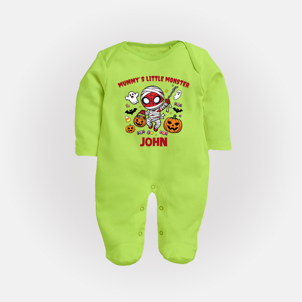  Mummy’s Little Monster Halloween Full Body Suit - LIME GREEN - New Born (Chest 7.5")