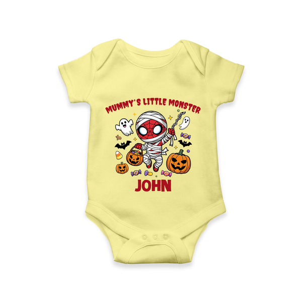  Mummy’s Little Monster Halloween Romper - PASTEL YELLOW - New Born (Chest 14")