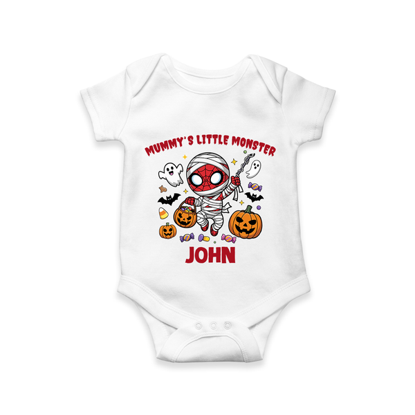  Mummy’s Little Monster Halloween Romper - WHITE - New Born (Chest 14")