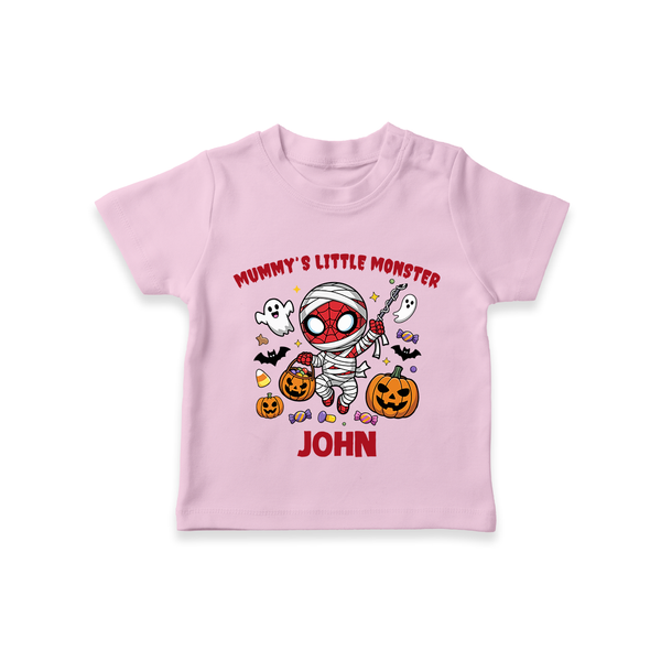  Mummy’s Little Monster Halloween T Shirt - BABY PINK - 0-5 Months Old (Chest 17")
